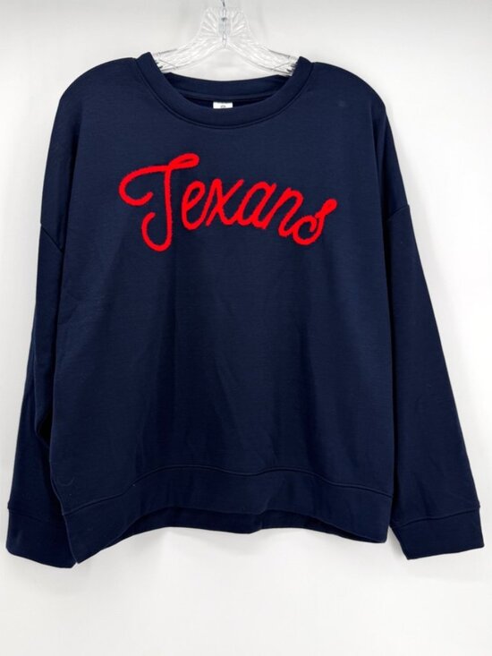 Nfl Apparel Tops - Texans Women's Navy Blue Embroidered NFL Sweatshirt L NEW